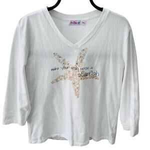 Sun Bay Make Your Wish Upon a Starfish 3/4 Sleeve T-shirt Women’s Petite M